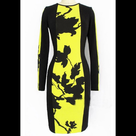 Black and Yellow Floral Dress - Picture 1 of 4